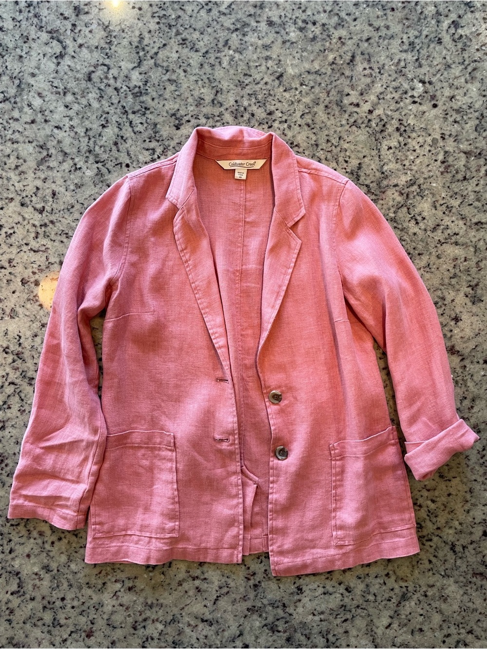 New Coldwater Creek coral 100% linen Blazer Jacket XS